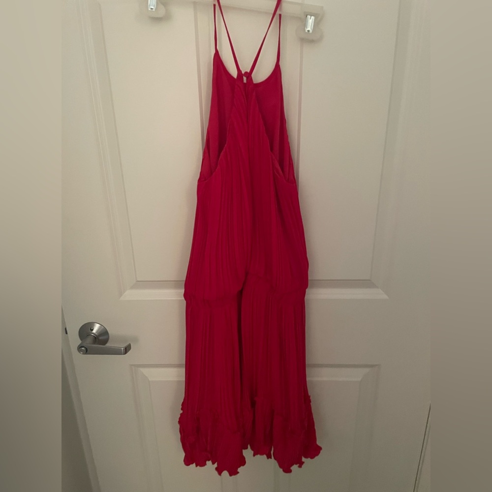 Halston Heritage Hot Pink plisse dress